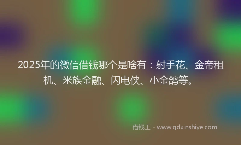 2025年的微信借钱哪个是啥有：射手花、金帝租机、米族金融、闪电侠、小金鸽等。