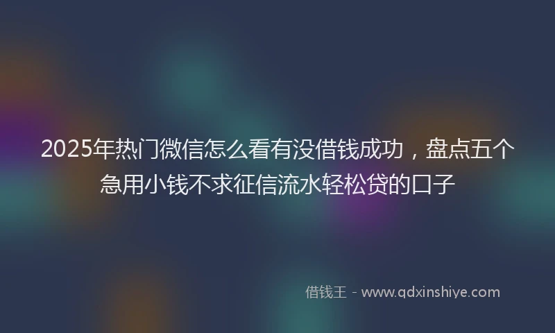 2025年热门微信怎么看有没借钱成功，盘点五个急用小钱不求征信流水轻松贷的口子