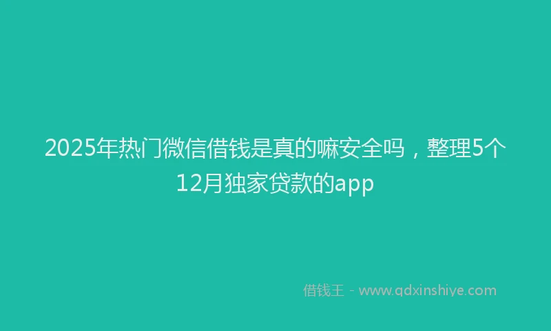 2025年热门微信借钱是真的嘛安全吗，整理5个12月独家贷款的app