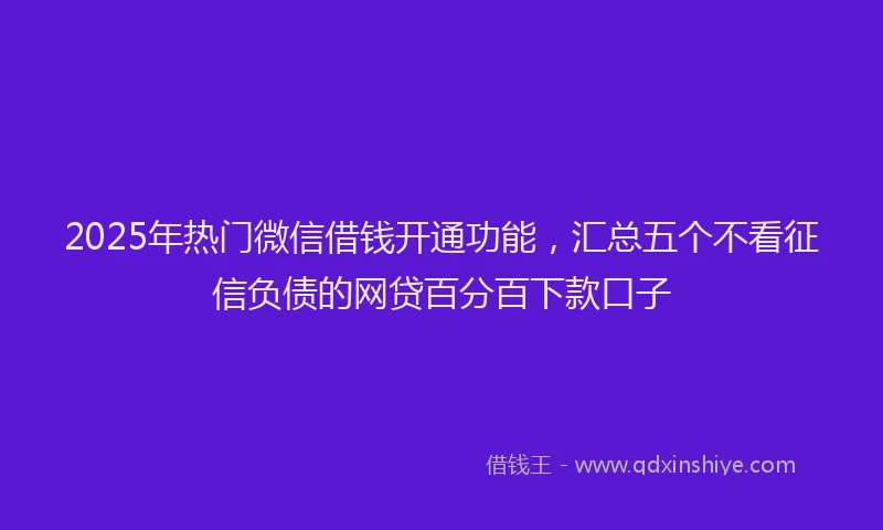 2025年热门微信借钱开通功能，汇总五个不看征信负债的网贷百分百下款口子