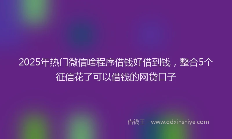 2025年热门微信啥程序借钱好借到钱，整合5个征信花了可以借钱的网贷口子