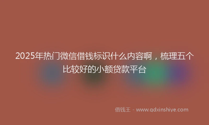 2025年热门微信借钱标识什么内容啊，梳理五个比较好的小额贷款平台
