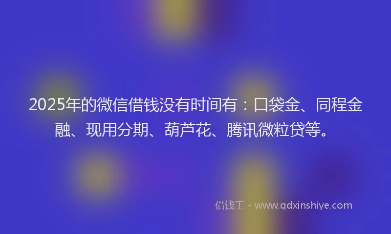 2025年的微信借钱没有时间有：口袋金、同程金融、现用分期、葫芦花、腾讯微粒贷等。