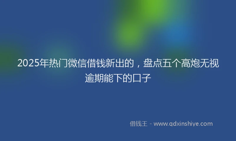 2025年热门微信借钱新出的，盘点五个高炮无视逾期能下的口子