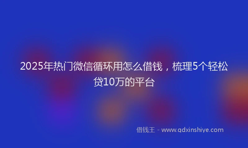 2025年热门微信循环用怎么借钱，梳理5个轻松贷10万的平台