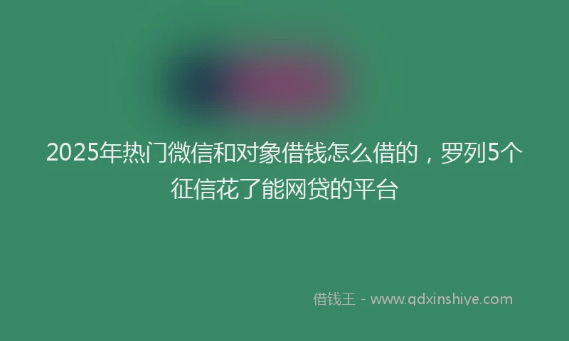 2025年热门微信和对象借钱怎么借的，罗列5个征信花了能网贷的平台