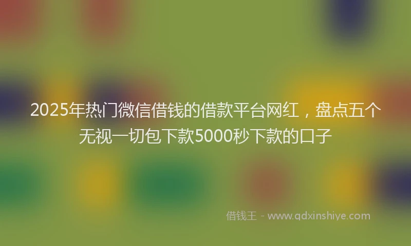 2025年热门微信借钱的借款平台网红，盘点五个无视一切包下款5000秒下款的口子