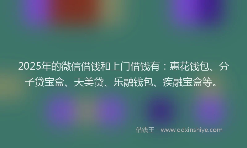 2025年的微信借钱和上门借钱有：惠花钱包、分子贷宝盒、天美贷、乐融钱包、疾融宝盒等。