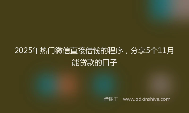 2025年热门微信直接借钱的程序，分享5个11月能贷款的口子