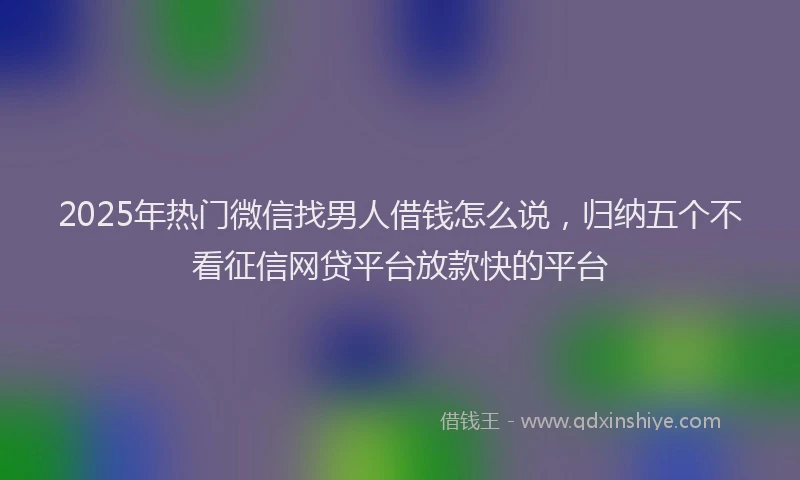 2025年热门微信找男人借钱怎么说，归纳五个不看征信网贷平台放款快的平台