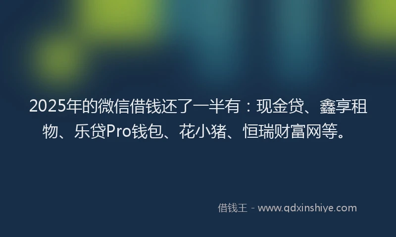 2025年的微信借钱还了一半有：现金贷、鑫享租物、乐贷Pro钱包、花小猪、恒瑞财富网等。