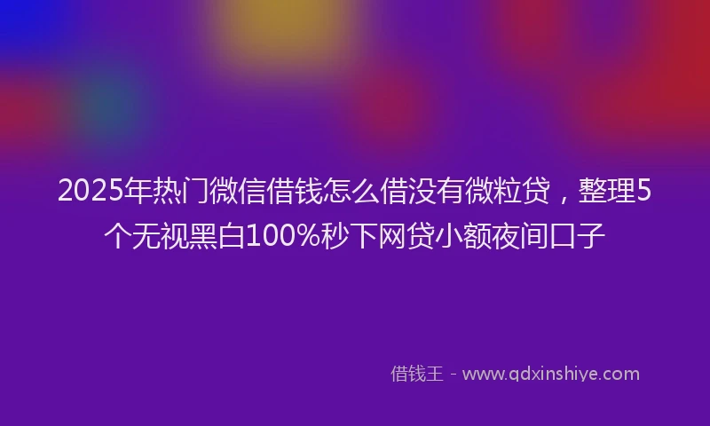 2025年热门微信借钱怎么借没有微粒贷，整理5个无视黑白100%秒下网贷小额夜间口子