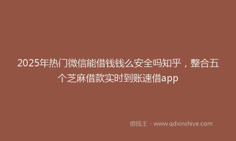 2025年热门微信能借钱钱么安全吗知乎，整合五个芝麻借款实时到账速借app