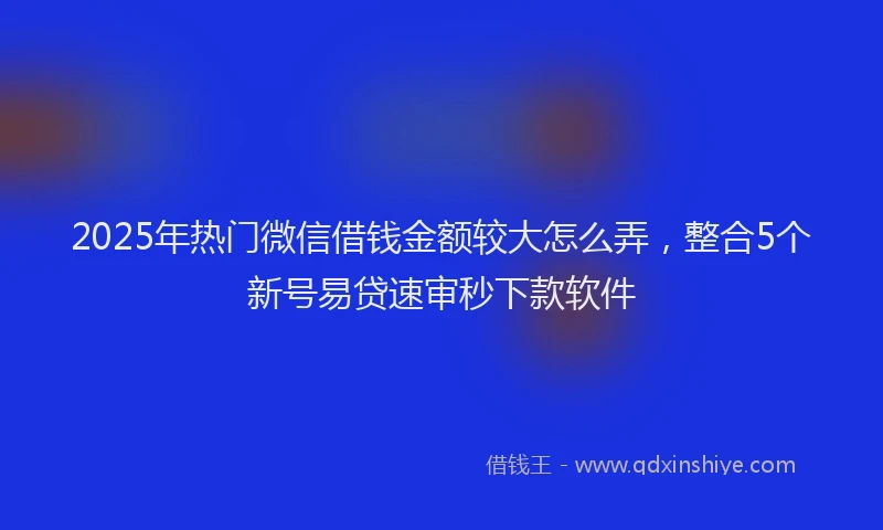 2025年热门微信借钱金额较大怎么弄，整合5个新号易贷速审秒下款软件