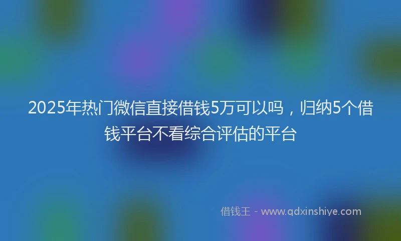 2025年热门微信直接借钱5万可以吗，归纳5个借钱平台不看综合评估的平台