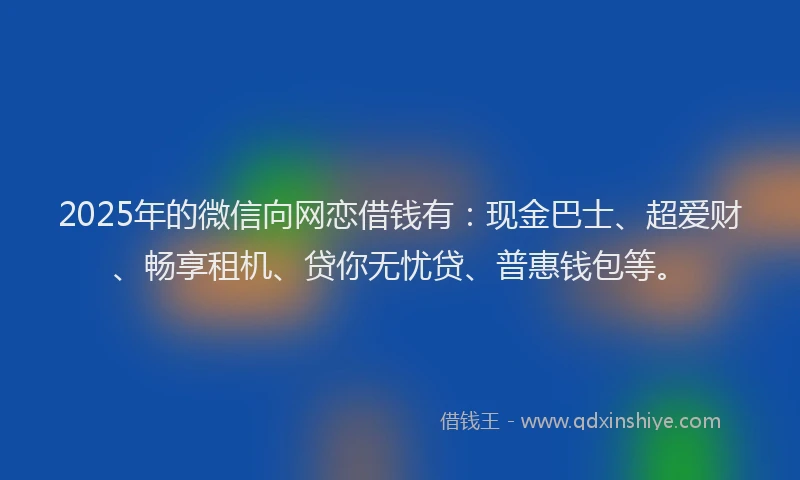 2025年的微信向网恋借钱有：现金巴士、超爱财、畅享租机、贷你无忧贷、普惠钱包等。
