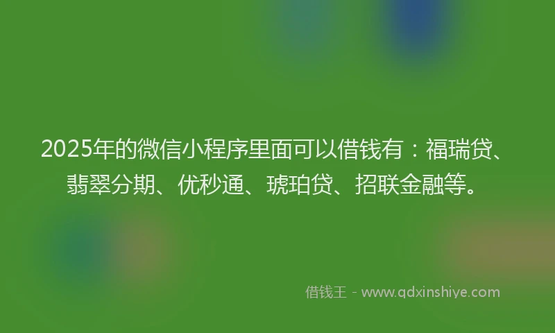 2025年的微信小程序里面可以借钱有：福瑞贷、翡翠分期、优秒通、琥珀贷、招联金融等。