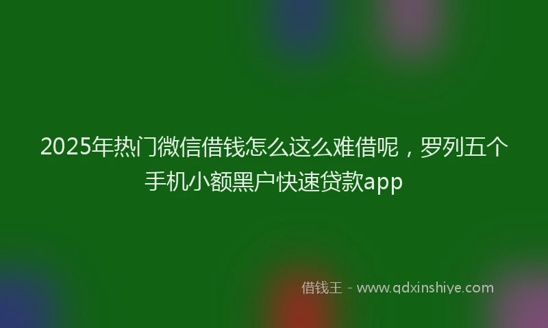 2025年热门微信借钱怎么这么难借呢，罗列五个手机小额黑户快速贷款app
