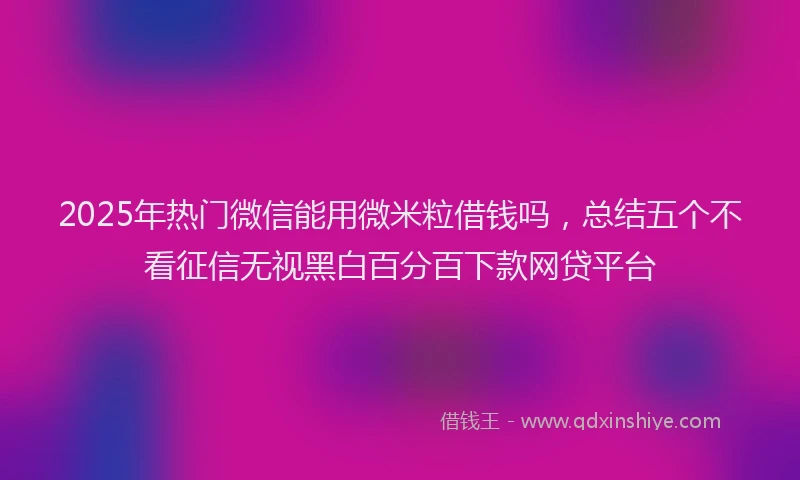 2025年热门微信能用微米粒借钱吗，总结五个不看征信无视黑白百分百下款网贷平台