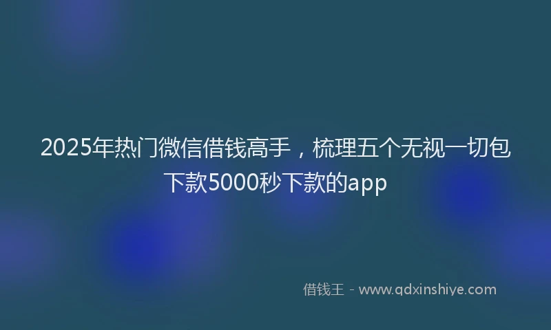 2025年热门微信借钱高手，梳理五个无视一切包下款5000秒下款的app