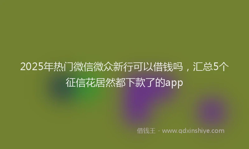 2025年热门微信微众新行可以借钱吗，汇总5个征信花居然都下款了的app
