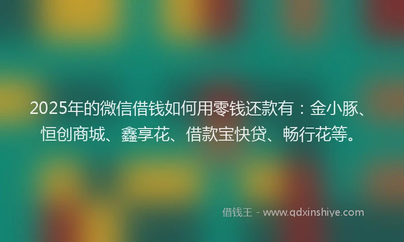 2025年的微信借钱如何用零钱还款有：金小豚、恒创商城、鑫享花、借款宝快贷、畅行花等。