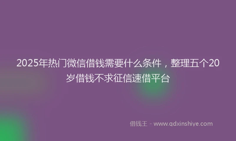 2025年热门微信借钱需要什么条件，整理五个20岁借钱不求征信速借平台