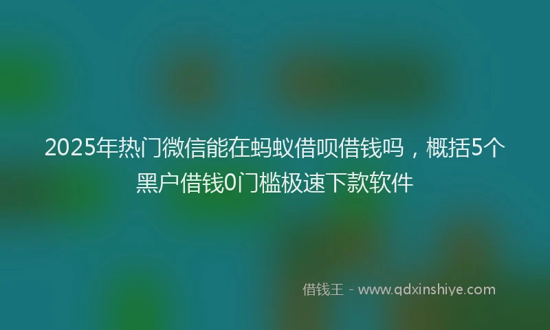 2025年热门微信能在蚂蚁借呗借钱吗，概括5个黑户借钱0门槛极速下款软件