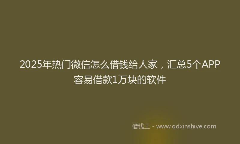 2025年热门微信怎么借钱给人家，汇总5个APP容易借款1万块的软件
