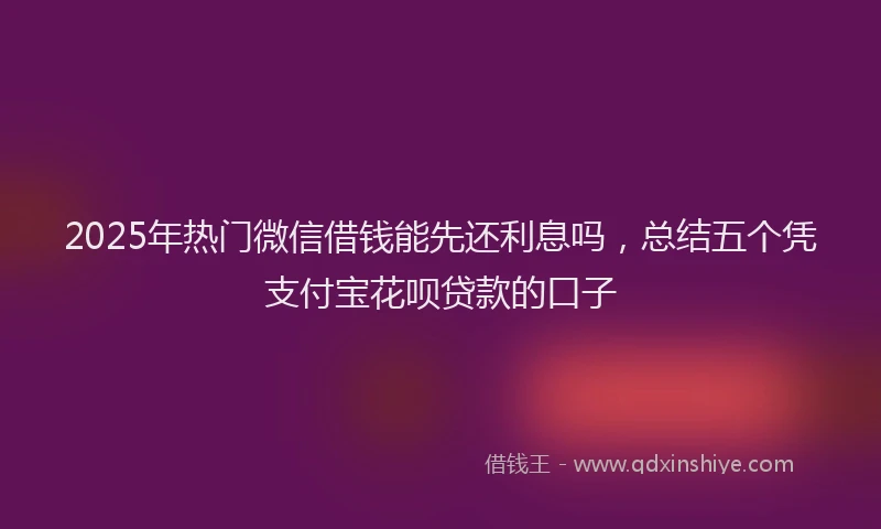 2025年热门微信借钱能先还利息吗，总结五个凭支付宝花呗贷款的口子
