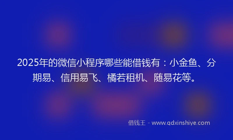 2025年的微信小程序哪些能借钱有：小金鱼、分期易、信用易飞、橘若租机、随易花等。