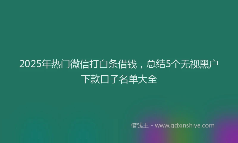 2025年热门微信打白条借钱，总结5个无视黑户下款口子名单大全