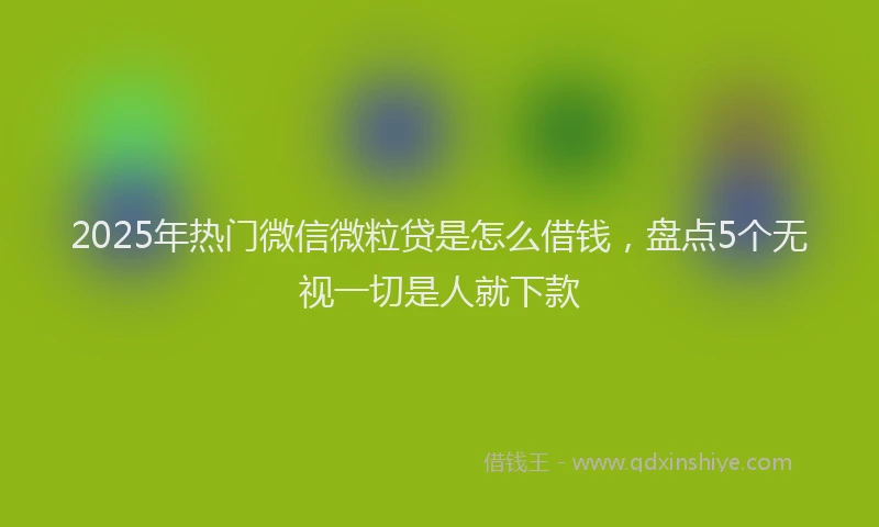 2025年热门微信微粒贷是怎么借钱，盘点5个无视一切是人就下款