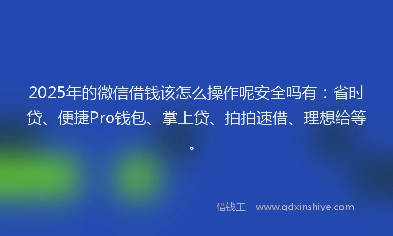 2025年的微信借钱该怎么操作呢安全吗有：省时贷、便捷Pro钱包、掌上贷、拍拍速借、理想给等。
