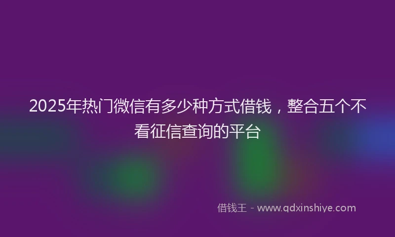 2025年热门微信有多少种方式借钱，整合五个不看征信查询的平台