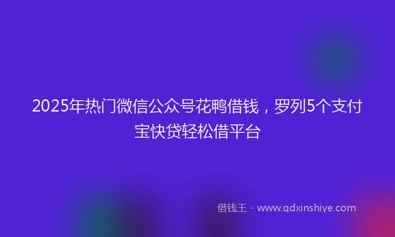 2025年热门微信公众号花鸭借钱，罗列5个支付宝快贷轻松借平台