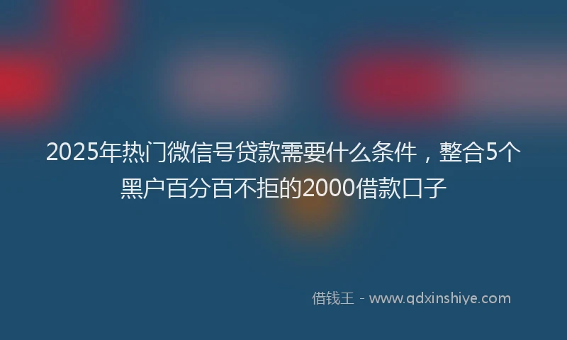 2025年热门微信号贷款需要什么条件，整合5个黑户百分百不拒的2000借款口子