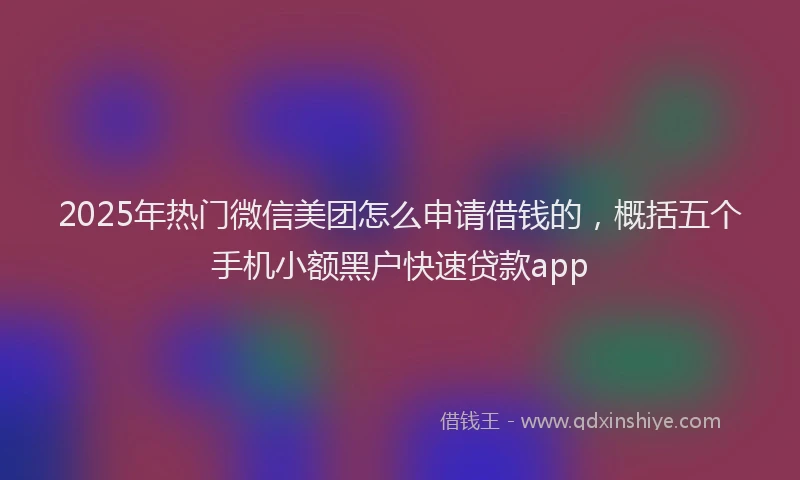 2025年热门微信美团怎么申请借钱的，概括五个手机小额黑户快速贷款app