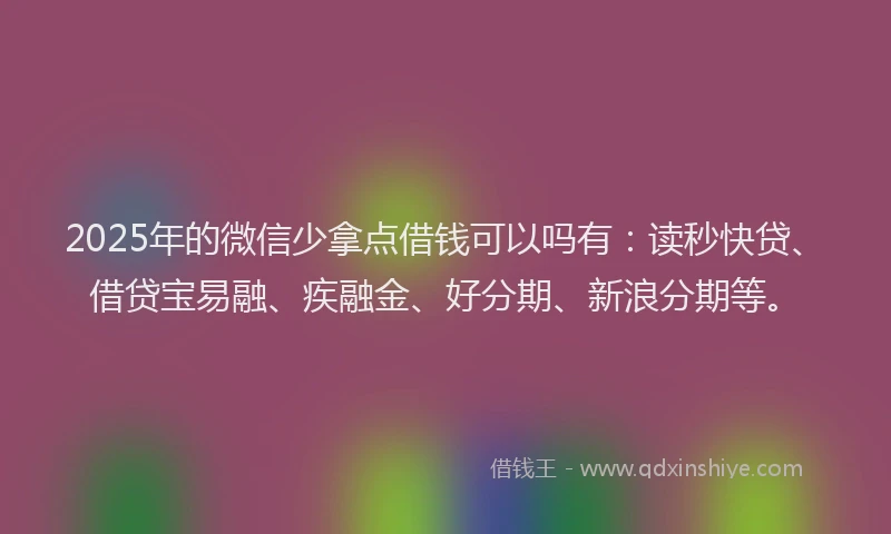 2025年的微信少拿点借钱可以吗有：读秒快贷、借贷宝易融、疾融金、好分期、新浪分期等。