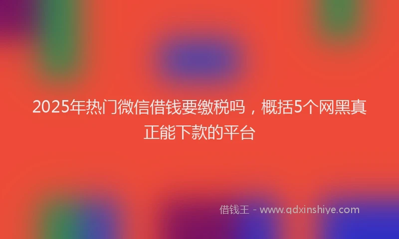 2025年热门微信借钱要缴税吗，概括5个网黑真正能下款的平台