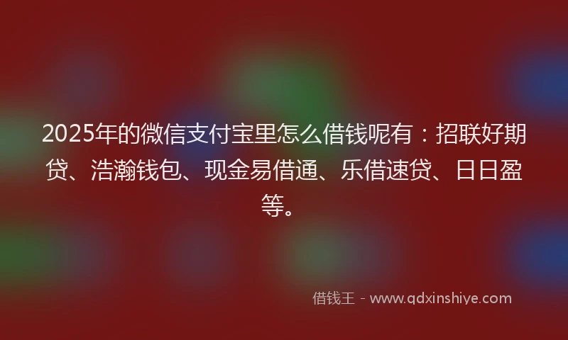 2025年的微信支付宝里怎么借钱呢有：招联好期贷、浩瀚钱包、现金易借通、乐借速贷、日日盈等。