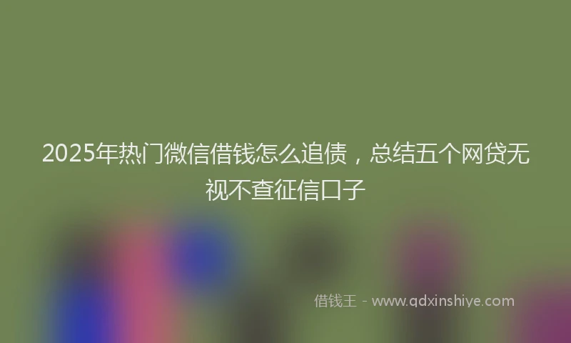 2025年热门微信借钱怎么追债，总结五个网贷无视不查征信口子