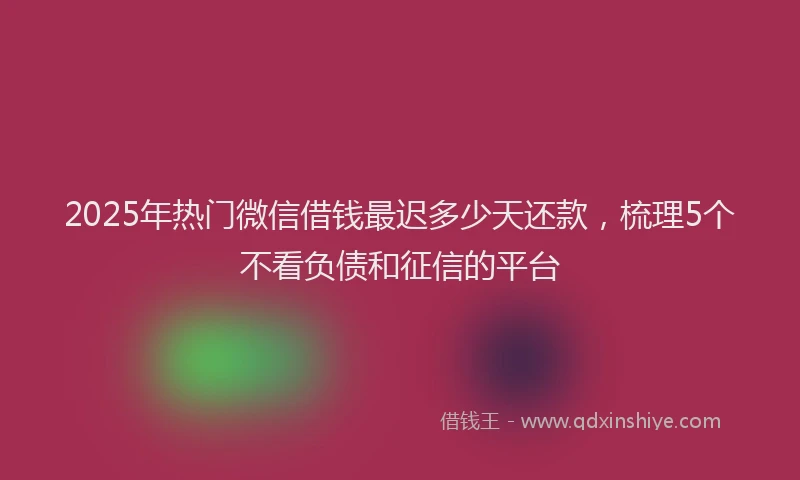 2025年热门微信借钱最迟多少天还款，梳理5个不看负债和征信的平台