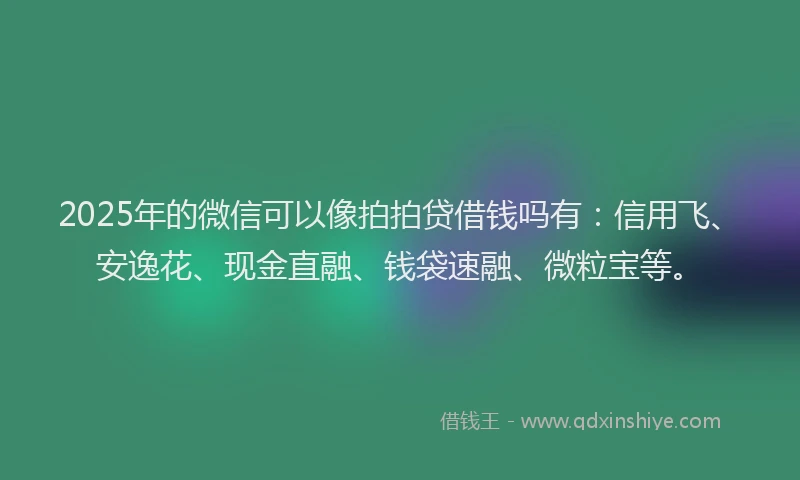 2025年的微信可以像拍拍贷借钱吗有：信用飞、安逸花、现金直融、钱袋速融、微粒宝等。