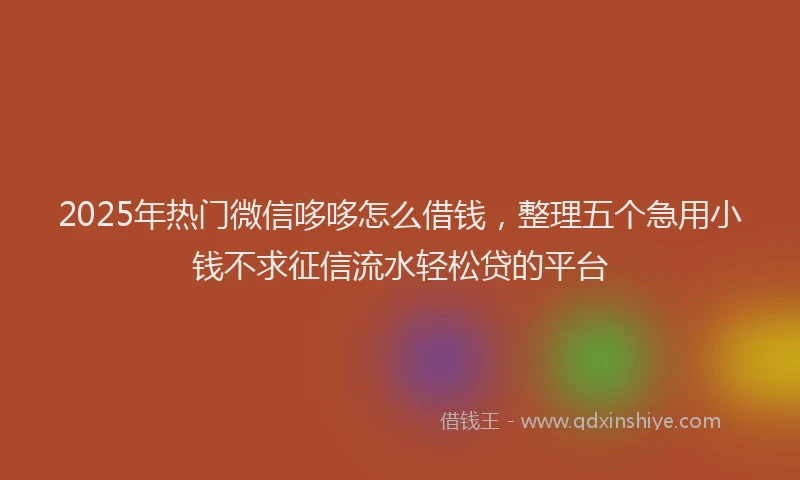 2025年热门微信哆哆怎么借钱，整理五个急用小钱不求征信流水轻松贷的平台