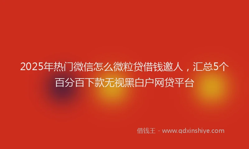 2025年热门微信怎么微粒贷借钱邀人，汇总5个百分百下款无视黑白户网贷平台