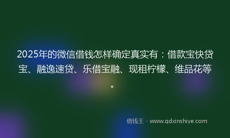 2025年的微信借钱怎样确定真实有：借款宝快贷宝、融逸速贷、乐借宝融、现租柠檬、维品花等。