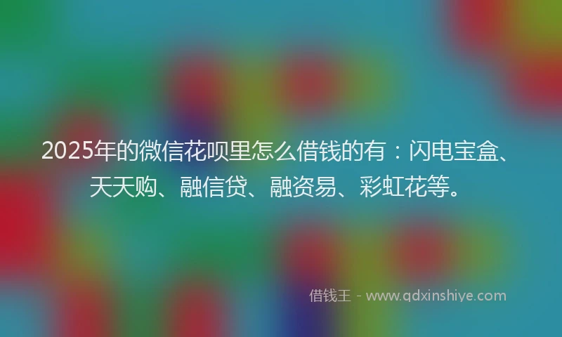 2025年的微信花呗里怎么借钱的有：闪电宝盒、天天购、融信贷、融资易、彩虹花等。