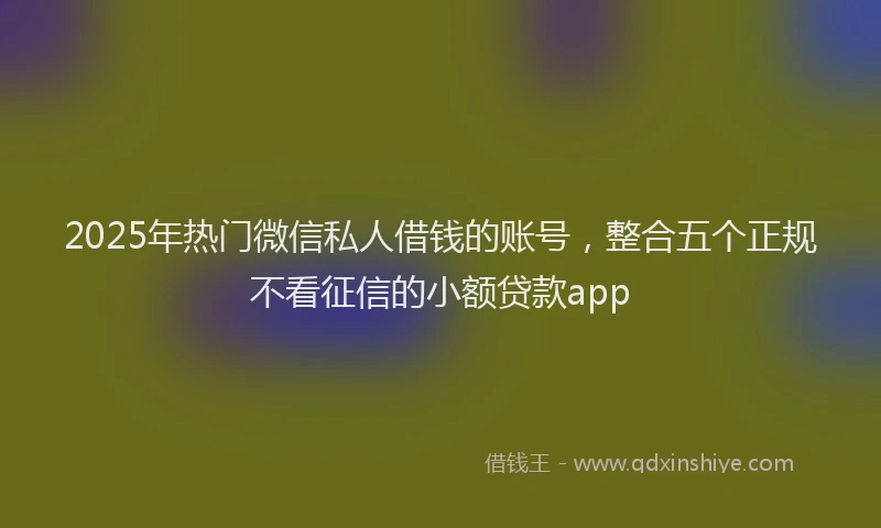 2025年热门微信私人借钱的账号，整合五个正规不看征信的小额贷款app