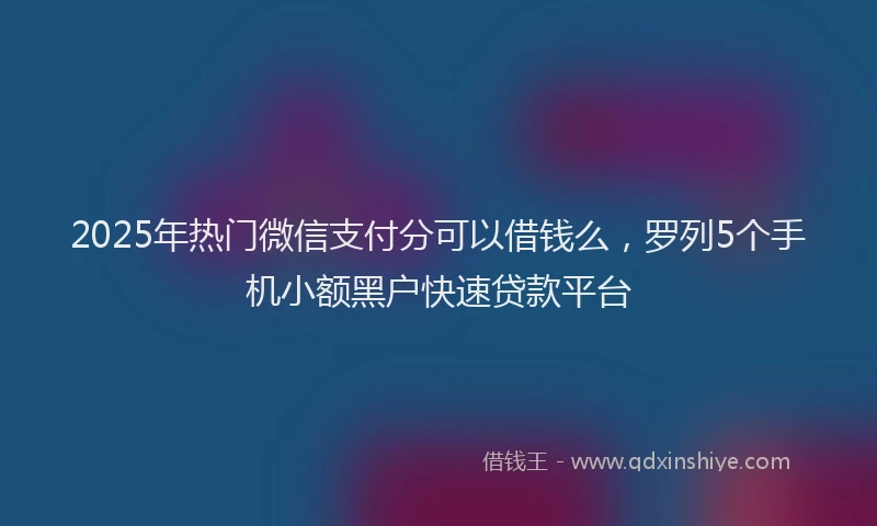 2025年热门微信支付分可以借钱么，罗列5个手机小额黑户快速贷款平台